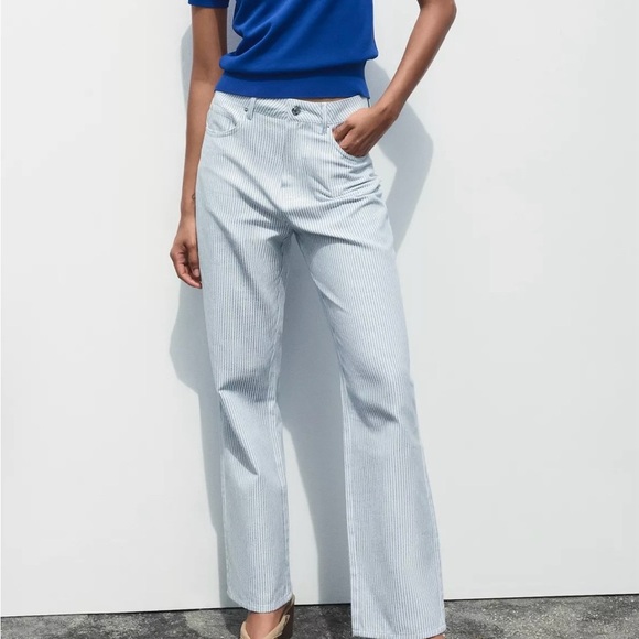 Zara Pants - Zara Light Blue Striped Pants